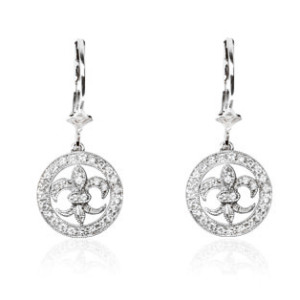 Fleur-de-Lis-on-Lever-Black-Earrings