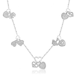 SterlingSilverNecklacewithGoodLuckCharms